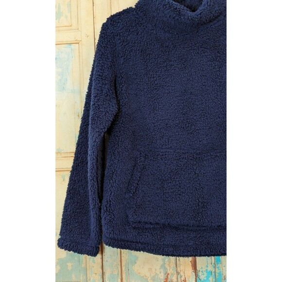 St. Johns Bay Women Size PM Sherpa Mock Neck Long Sleeve Pullover Blue Very Soft - Picture 5 of 11